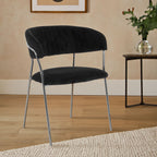 Black Velvet Channel Tufted Dining Chair