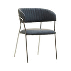 Dark Grey Leather Effect Curved Dining Chair