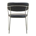Dark Grey Leather Effect Curved Dining Chair