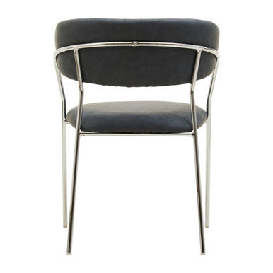 Dark Grey Leather Effect Curved Dining Chair