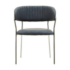 Dark Grey Leather Effect Curved Dining Chair