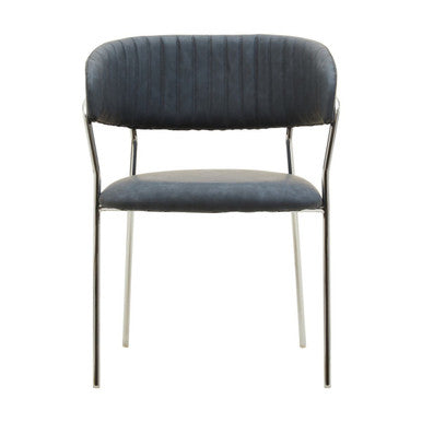 Dark Grey Leather Effect Curved Dining Chair