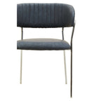 Dark Grey Leather Effect Curved Dining Chair