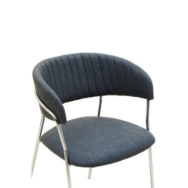 Dark Grey Leather Effect Curved Dining Chair