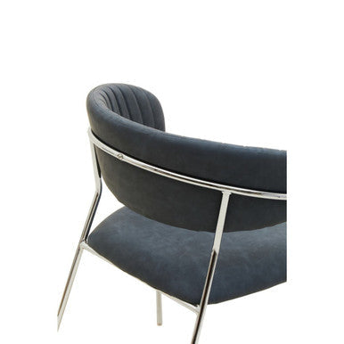 Dark Grey Leather Effect Curved Dining Chair
