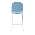 Blue Velvet Chrome Finish Bar Chair