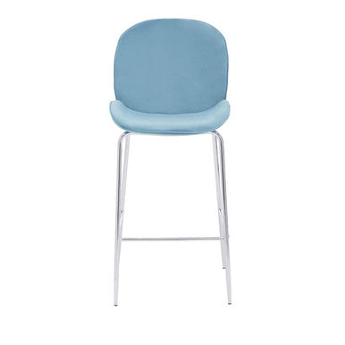 Blue Velvet Chrome Finish Bar Chair