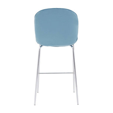 Blue Velvet Chrome Finish Bar Chair