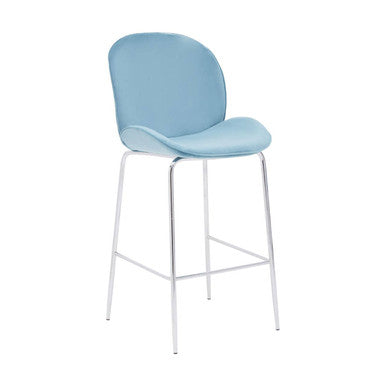 Blue Velvet Chrome Finish Bar Chair