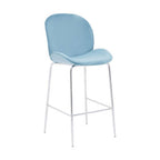 Blue Velvet Chrome Finish Bar Chair