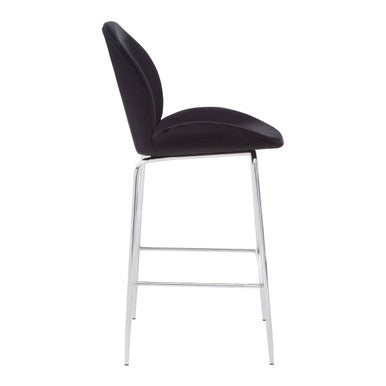 Black Velvet Chrome Finish Bar Chair