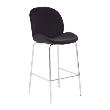 Black Velvet Chrome Finish Bar Chair