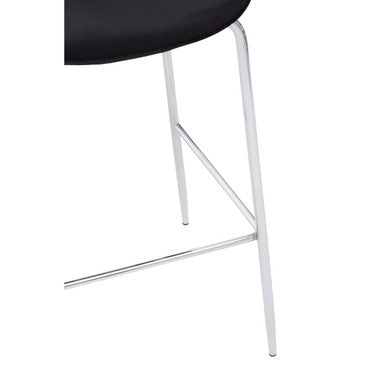 Black Velvet Chrome Finish Bar Chair