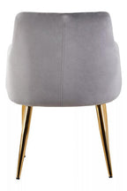 Mink Velvet Quilted Dining Chair with Gold Finish Legs