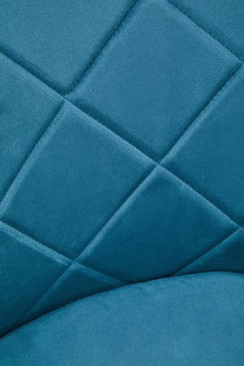 Light Blue Velvet Quilted Dining Chair with Gold Finish Legs