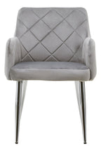 Mink Velvet Quilted Dining Chair with Chrome Finish Legs
