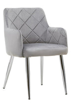 Mink Velvet Quilted Dining Chair with Chrome Finish Legs