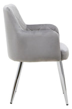 Mink Velvet Quilted Dining Chair with Chrome Finish Legs