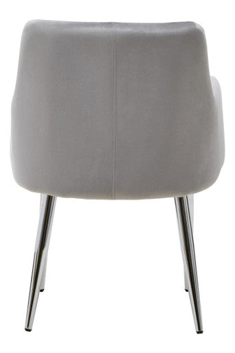 Mink Velvet Quilted Dining Chair with Chrome Finish Legs