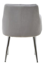 Mink Velvet Quilted Dining Chair with Chrome Finish Legs