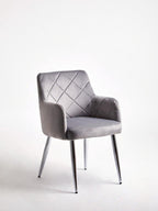 Mink Velvet Quilted Dining Chair with Chrome Finish Legs