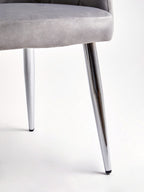 Mink Velvet Quilted Dining Chair with Chrome Finish Legs