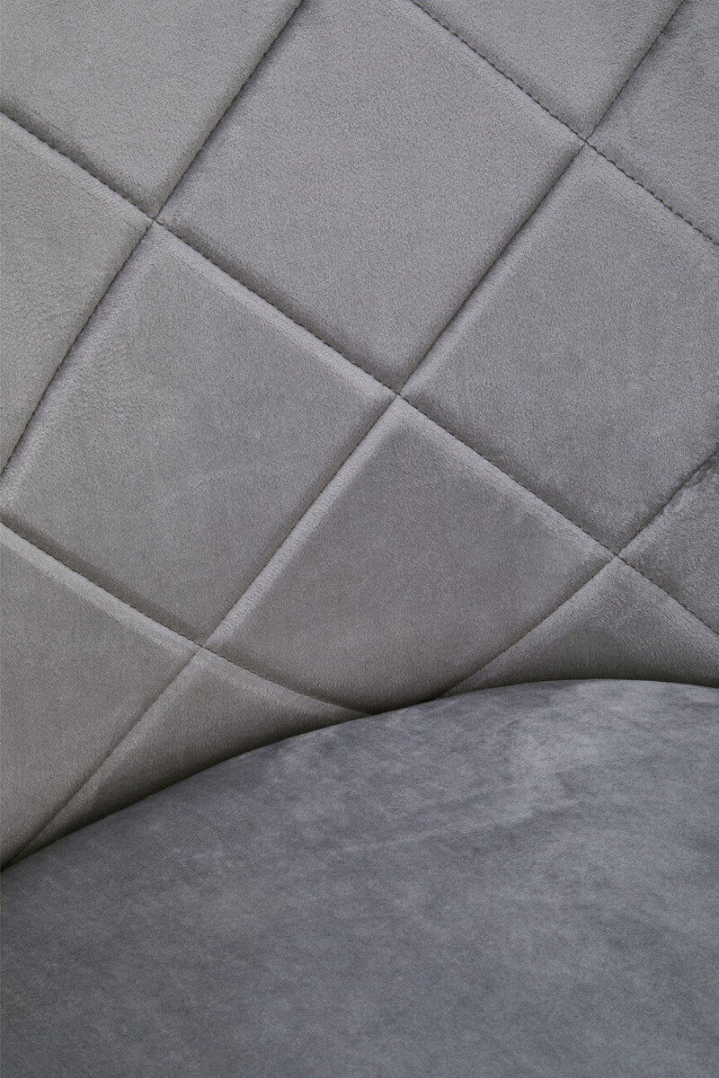 Mink Velvet Quilted Dining Chair with Chrome Finish Legs