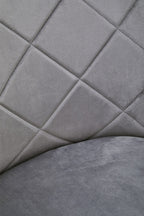 Mink Velvet Quilted Dining Chair with Chrome Finish Legs