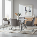 Mink Velvet Quilted Dining Chair with Chrome Finish Legs