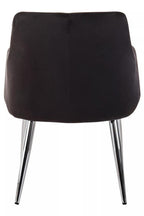 Black Velvet Quilted Dining Chair with Chrome Finish Legs