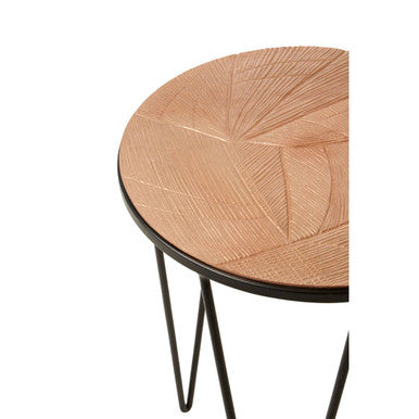 Set of 3 Assorted Textured Round Top Side Tables with Black Metallic Hairpin Legs
