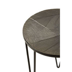 Set of 3 Assorted Textured Round Top Side Tables with Black Metallic Hairpin Legs