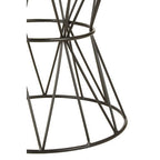 White Marble Top Side Table with Powder-Coated Black Iron Corset Base