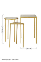 Grey Marble Top and Antique Brass Finish Set of 3 Nesting Tables