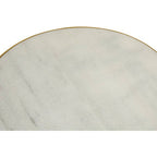 Gold Finish 2 Shelves Side Table with White Marble Tops
