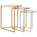 Nest of 3 Assorted Hexagonal Nesting Table with Metallic Tops