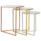 Nest of 3 Assorted Hexagonal Nesting Table with Metallic Tops