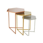 Nest of 3 Assorted Hexagonal Nesting Table with Metallic Tops