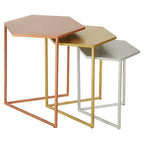 Nest of 3 Assorted Hexagonal Nesting Table with Metallic Tops