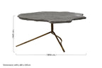 Grey Stone and Antique Brass Coffee Table with Freeform Edge