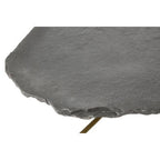Grey Stone and Antique Brass Coffee Table with Freeform Edge