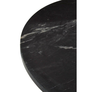 Black Marble Top Side Table with Antique Brass Iron Pole
