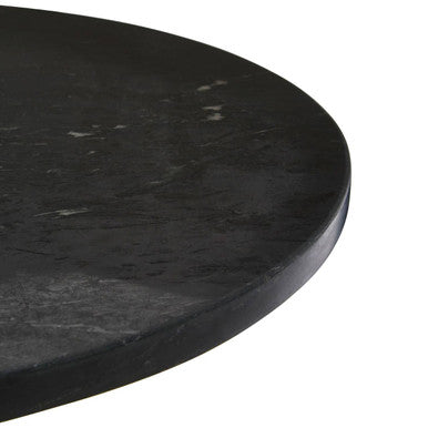 Black Marble Top Side Table with Antique Brass Iron Pole