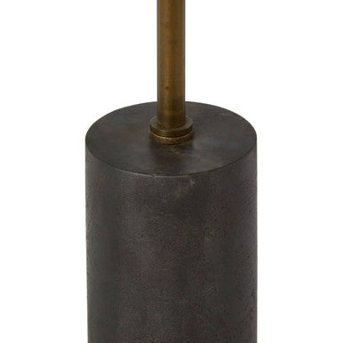Black Marble Top Side Table with Antique Brass Iron Pole