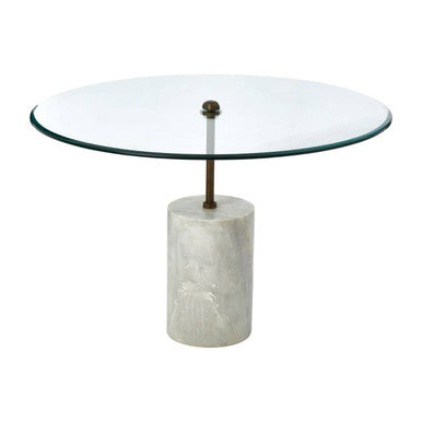 Clear Glass and White Marble Side Table