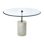 Clear Glass and White Marble Side Table