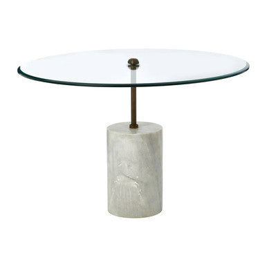 Clear Glass and White Marble Side Table