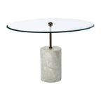Clear Glass and White Marble Side Table