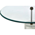 Clear Glass and White Marble Side Table