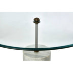 Clear Glass and White Marble Side Table